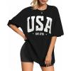 imageMANGOPOP Womens Oversized T Shirts Short Sleeve Crewneck Loose Fit Tops Summer Basic TeeBlack Usa