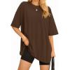 imageMANGOPOP Womens Oversized T Shirts Short Sleeve Crewneck Loose Fit Tops Summer Basic TeeCoffee