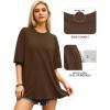 imageMANGOPOP Womens Oversized T Shirts Short Sleeve Crewneck Loose Fit Tops Summer Basic TeeCoffee