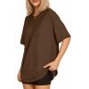 imageMANGOPOP Womens Oversized T Shirts Short Sleeve Crewneck Loose Fit Tops Summer Basic TeeCoffee