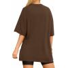 imageMANGOPOP Womens Oversized T Shirts Short Sleeve Crewneck Loose Fit Tops Summer Basic TeeCoffee