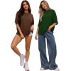 imageMANGOPOP Womens Oversized T Shirts Short Sleeve Crewneck Loose Fit Tops Summer Basic TeeDeep Green