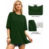 imageMANGOPOP Womens Oversized T Shirts Short Sleeve Crewneck Loose Fit Tops Summer Basic TeeDeep Green