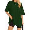 imageMANGOPOP Womens Oversized T Shirts Short Sleeve Crewneck Loose Fit Tops Summer Basic TeeDeep Green
