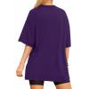 imageMANGOPOP Womens Oversized T Shirts Short Sleeve Crewneck Loose Fit Tops Summer Basic TeeDeep Purple