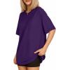 imageMANGOPOP Womens Oversized T Shirts Short Sleeve Crewneck Loose Fit Tops Summer Basic TeeDeep Purple