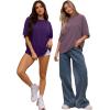 imageMANGOPOP Womens Oversized T Shirts Short Sleeve Crewneck Loose Fit Tops Summer Basic TeeDeep Purple