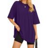 imageMANGOPOP Womens Oversized T Shirts Short Sleeve Crewneck Loose Fit Tops Summer Basic TeeDeep Purple