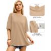 imageMANGOPOP Womens Oversized T Shirts Short Sleeve Crewneck Loose Fit Tops Summer Basic TeeKhaki