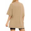 imageMANGOPOP Womens Oversized T Shirts Short Sleeve Crewneck Loose Fit Tops Summer Basic TeeKhaki