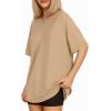 imageMANGOPOP Womens Oversized T Shirts Short Sleeve Crewneck Loose Fit Tops Summer Basic TeeKhaki