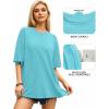 imageMANGOPOP Womens Oversized T Shirts Short Sleeve Crewneck Loose Fit Tops Summer Basic TeeLight Blue