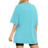 imageMANGOPOP Womens Oversized T Shirts Short Sleeve Crewneck Loose Fit Tops Summer Basic TeeLight Blue