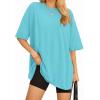 imageMANGOPOP Womens Oversized T Shirts Short Sleeve Crewneck Loose Fit Tops Summer Basic TeeLight Blue