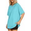 imageMANGOPOP Womens Oversized T Shirts Short Sleeve Crewneck Loose Fit Tops Summer Basic TeeLight Blue