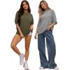 imageMANGOPOP Womens Oversized T Shirts Short Sleeve Crewneck Loose Fit Tops Summer Basic TeeLight Grey