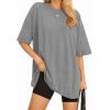 imageMANGOPOP Womens Oversized T Shirts Short Sleeve Crewneck Loose Fit Tops Summer Basic TeeLight Grey