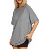 imageMANGOPOP Womens Oversized T Shirts Short Sleeve Crewneck Loose Fit Tops Summer Basic TeeLight Grey