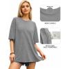 imageMANGOPOP Womens Oversized T Shirts Short Sleeve Crewneck Loose Fit Tops Summer Basic TeeLight Grey