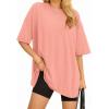 imageMANGOPOP Womens Oversized T Shirts Short Sleeve Crewneck Loose Fit Tops Summer Basic TeeLight Pink