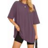 imageMANGOPOP Womens Oversized T Shirts Short Sleeve Crewneck Loose Fit Tops Summer Basic TeeLight Purple