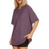 imageMANGOPOP Womens Oversized T Shirts Short Sleeve Crewneck Loose Fit Tops Summer Basic TeeLight Purple
