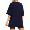 imageMANGOPOP Womens Oversized T Shirts Short Sleeve Crewneck Loose Fit Tops Summer Basic TeeNavy Blue