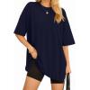 imageMANGOPOP Womens Oversized T Shirts Short Sleeve Crewneck Loose Fit Tops Summer Basic TeeNavy Blue