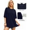 imageMANGOPOP Womens Oversized T Shirts Short Sleeve Crewneck Loose Fit Tops Summer Basic TeeNavy Blue