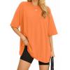 imageMANGOPOP Womens Oversized T Shirts Short Sleeve Crewneck Loose Fit Tops Summer Basic TeeOrange