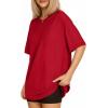 imageMANGOPOP Womens Oversized T Shirts Short Sleeve Crewneck Loose Fit Tops Summer Basic TeeRed
