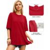 imageMANGOPOP Womens Oversized T Shirts Short Sleeve Crewneck Loose Fit Tops Summer Basic TeeRed