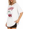 imageMANGOPOP Womens Oversized T Shirts Short Sleeve Crewneck Loose Fit Tops Summer Basic TeeWhite Cherry