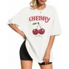 imageMANGOPOP Womens Oversized T Shirts Short Sleeve Crewneck Loose Fit Tops Summer Basic TeeWhite Cherry