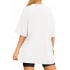 imageMANGOPOP Womens Oversized T Shirts Short Sleeve Crewneck Loose Fit Tops Summer Basic TeeWhite Cherry