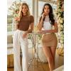 imageMANGOPOP Womens Short Sleeve Bodysuits Mock Turtle Neck Bodysuit Tops Ruched Sheer Mesh Sexy Going Out Body Suit ShirtsDark Brown