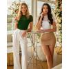 imageMANGOPOP Womens Short Sleeve Bodysuits Mock Turtle Neck Bodysuit Tops Ruched Sheer Mesh Sexy Going Out Body Suit ShirtsDeep Green