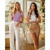 imageMANGOPOP Womens Short Sleeve Bodysuits Mock Turtle Neck Bodysuit Tops Ruched Sheer Mesh Sexy Going Out Body Suit ShirtsLight Purple