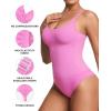 imageMANGOPOP Womens Tummy Control Thong Bodysuit Shapewear Spaghetti Strap Cami Body Suit Compression Body Shaper Tank TopsBarbie Pink