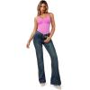 imageMANGOPOP Womens Tummy Control Thong Bodysuit Shapewear Spaghetti Strap Cami Body Suit Compression Body Shaper Tank TopsBarbie Pink