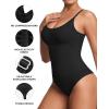 imageMANGOPOP Womens Tummy Control Thong Bodysuit Shapewear Spaghetti Strap Cami Body Suit Compression Body Shaper Tank TopsBlack