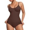imageMANGOPOP Womens Tummy Control Thong Bodysuit Shapewear Spaghetti Strap Cami Body Suit Compression Body Shaper Tank TopsCoffee