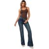 imageMANGOPOP Womens Tummy Control Thong Bodysuit Shapewear Spaghetti Strap Cami Body Suit Compression Body Shaper Tank TopsCoffee