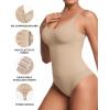 imageMANGOPOP Womens Tummy Control Thong Bodysuit Shapewear Spaghetti Strap Cami Body Suit Compression Body Shaper Tank TopsNude