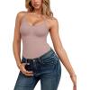imageMANGOPOP Womens Tummy Control Thong Bodysuit Shapewear Spaghetti Strap Cami Body Suit Compression Body Shaper Tank TopsUmber