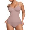 imageMANGOPOP Womens Tummy Control Thong Bodysuit Shapewear Spaghetti Strap Cami Body Suit Compression Body Shaper Tank TopsUmber