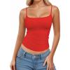 imageMANGOPOP Womens Camisole Tank Tops Square Neck Spaghetti Strap Cami Double Lined Sleeveless Crop Top Sexy ShirtsB1 Red