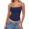 imageMANGOPOP Womens Camisole Tank Tops Square Neck Spaghetti Strap Cami Double Lined Sleeveless Crop Top Sexy ShirtsC Deep Blue