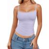 imageMANGOPOP Womens Camisole Tank Tops Square Neck Spaghetti Strap Cami Double Lined Sleeveless Crop Top Sexy ShirtsC Very Peri