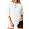 imageMANGOPOP Womens Oversized T Shirts Short Sleeve Crewneck Loose Fit Tops Summer Basic TeeA Creamy White
